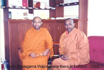 2002 May at London  Vihara with Dr Madagama thero.jpg
